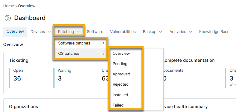 tableau de bord du système_patching tab.png
